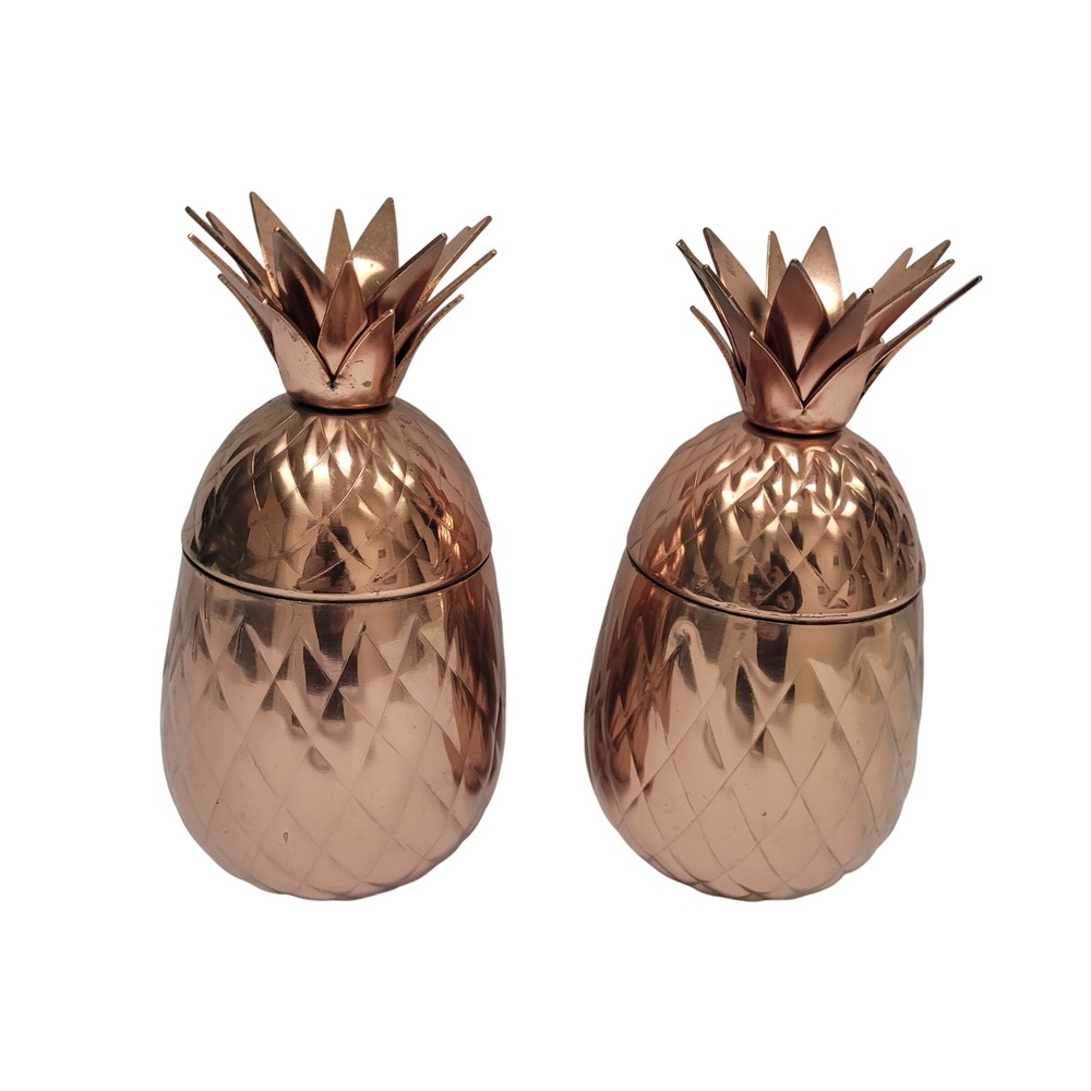 Godinger Pineapple Cups Set of 2‎ Vintage Tumblers Cocktail Gold